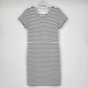 Banana Republic Blue White Striped Ponte Sheath Dress Size 4 Short Sleeve Mini